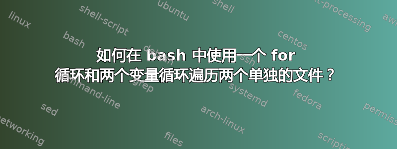 如何在 bash 中使用一个 for 循环和两个变量循环遍历两个单独的文件？