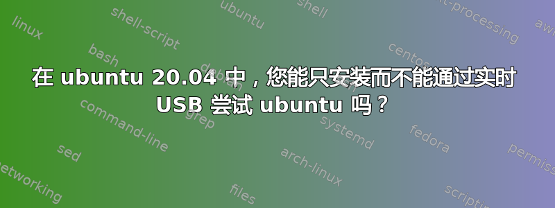 在 ubuntu 20.04 中，您能只安装而不能通过实时 USB 尝试 ubuntu 吗？