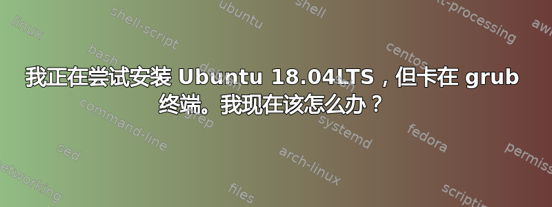 我正在尝试安装 Ubuntu 18.04LTS，但卡在 grub 终端。我现在该怎么办？