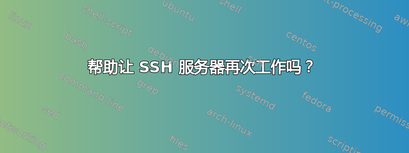 帮助让 SSH 服务器再次工作吗？