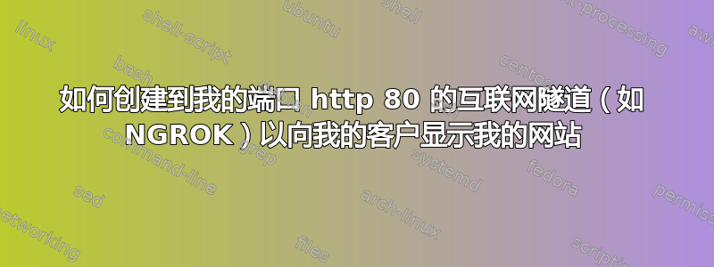 如何创建到我的端口 http 80 的互联网隧道（如 NGROK）以向我的客户显示我的网站