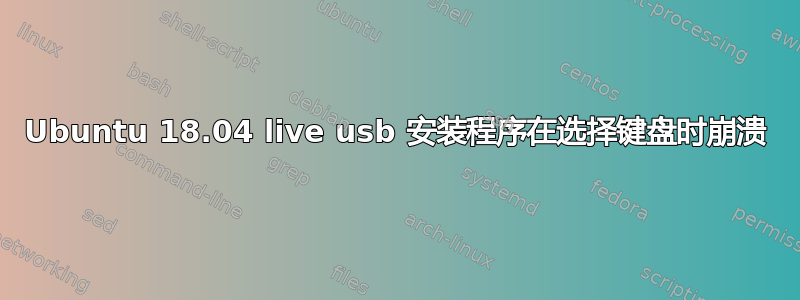 Ubuntu 18.04 live usb 安装程序在选择键盘时崩溃