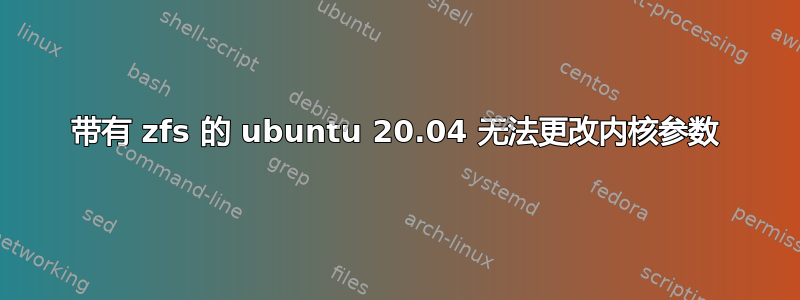 带有 zfs 的 ubuntu 20.04 无法更改内核参数