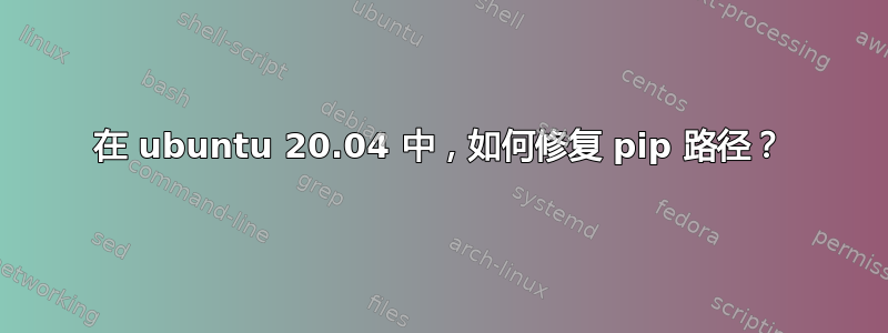 在 ubuntu 20.04 中，如何修复 pip 路径？