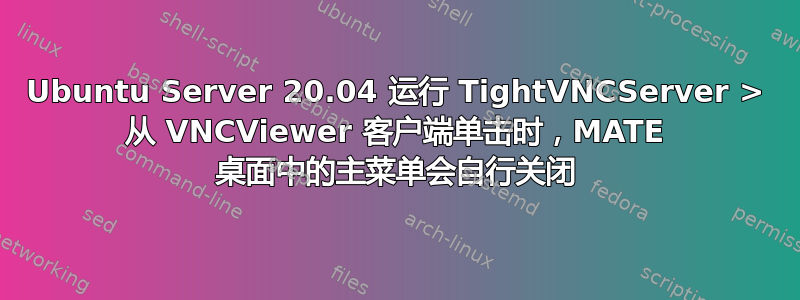 Ubuntu Server 20.04 运行 TightVNCServer > 从 VNCViewer 客户端单击时，MATE 桌面中的主菜单会自行关闭