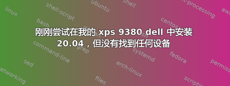 刚刚尝试在我的 xps 9380 dell 中安装 20.04，但没有找到任何设备