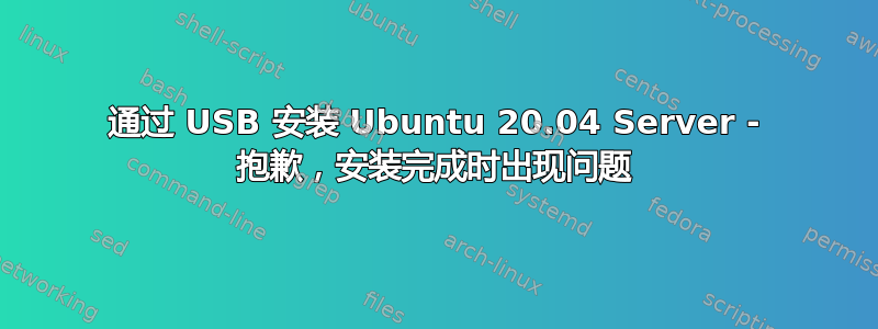 通过 USB 安装 Ubuntu 20.04 Server - 抱歉，安装完成时出现问题