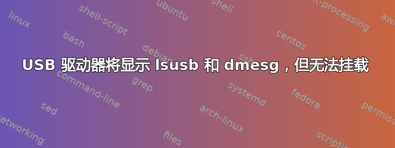 USB 驱动器将显示 lsusb 和 dmesg，但无法挂载