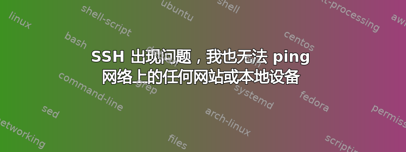 SSH 出现问题，我也无法 ping 网络上的任何网站或本地设备