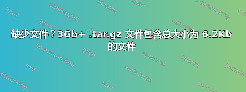 缺少文件？3Gb+ .tar.gz 文件包含总大小为 6.2Kb 的文件