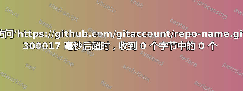 致命：无法访问‘https://github.com/gitaccount/repo-name.git/’：操作在 300017 毫秒后超时，收到 0 个字节中的 0 个