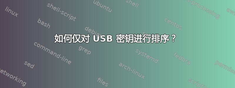 如何仅对 USB 密钥进行排序？