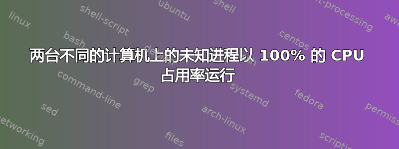 两台不同的计算机上的未知进程以 100% 的 CPU 占用率运行