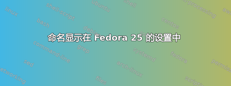 命名显示在 Fedora 25 的设置中