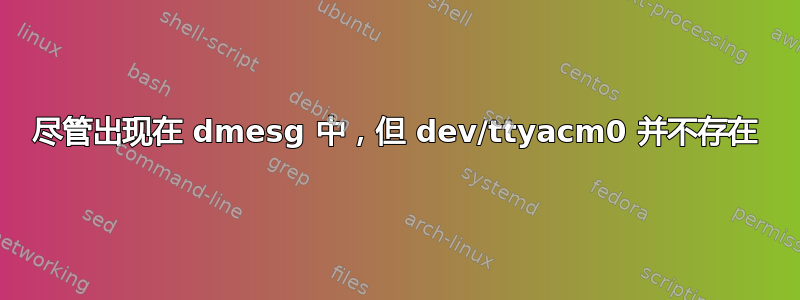 尽管出现在 dmesg 中，但 dev/ttyacm0 并不存在