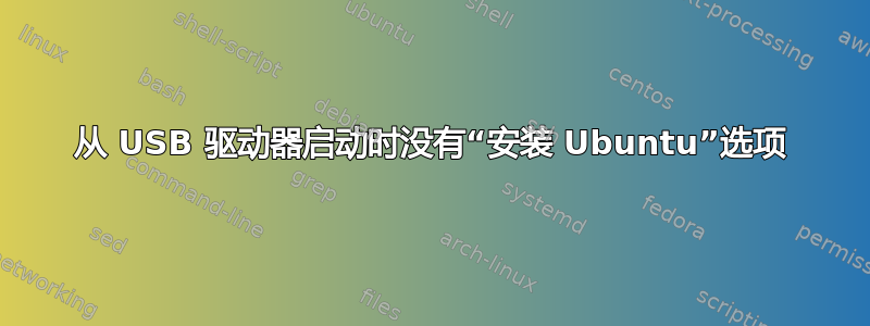 从 USB 驱动器启动时没有“安装 Ubuntu”选项