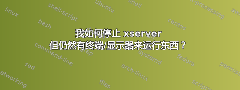 我如何停止 xserver 但仍然有终端/显示器来运行东西？