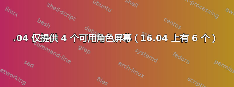 20.04 仅提供 4 个可用角色屏幕（16.04 上有 6 个）