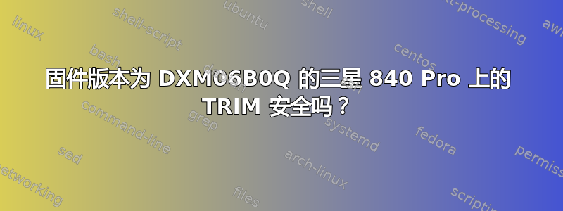 固件版本为 DXM06B0Q 的三星 840 Pro 上的 TRIM 安全吗？