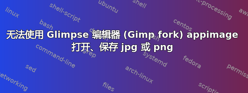 无法使用 Glimpse 编辑器 (Gimp fork) appimage 打开、保存 jpg 或 png