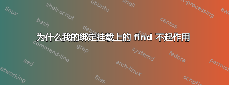 为什么我的绑定挂载上的 find 不起作用