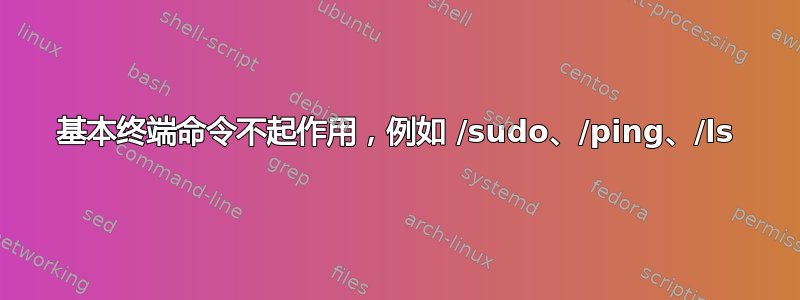 基本终端命令不起作用，例如 /sudo、/ping、/ls