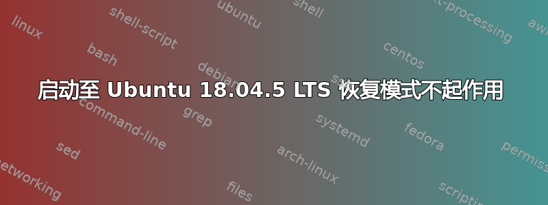 启动至 Ubuntu 18.04.5 LTS 恢复模式不起作用