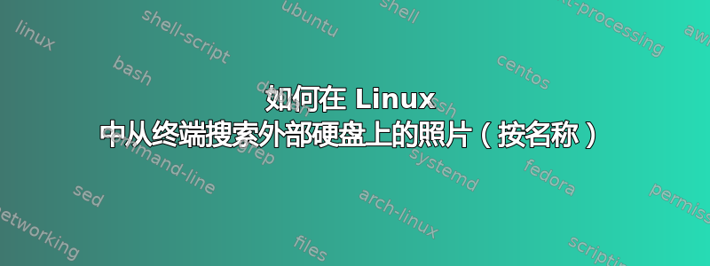 如何在 Linux 中从终端搜索外部硬盘上的照片（按名称）