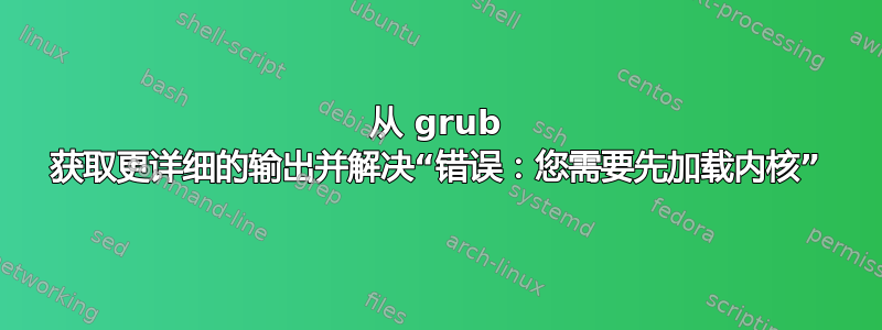 从 grub 获取更详细的输出并解决“错误：您需要先加载内核”