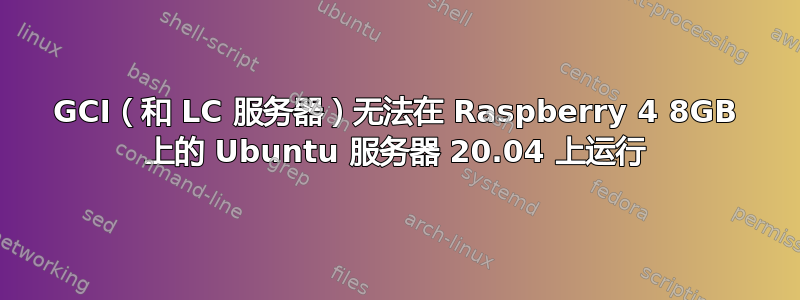 GCI（和 LC 服务器）无法在 Raspberry 4 8GB 上的 Ubuntu 服务器 20.04 上运行