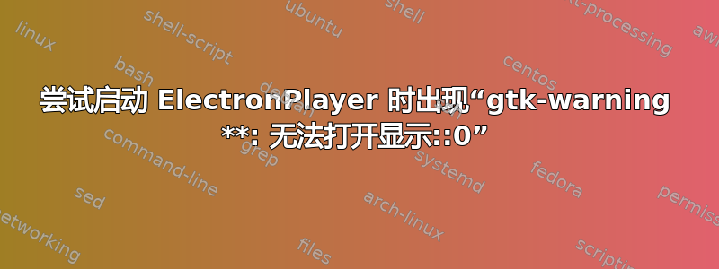 尝试启动 ElectronPlayer 时出现“gtk-warning **: 无法打开显示::0”