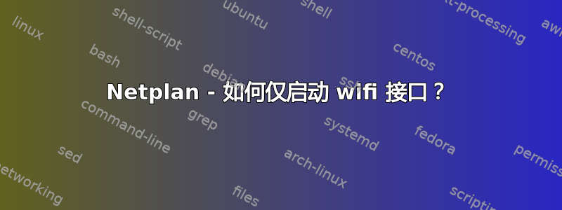 Netplan - 如何仅启动 wifi 接口？