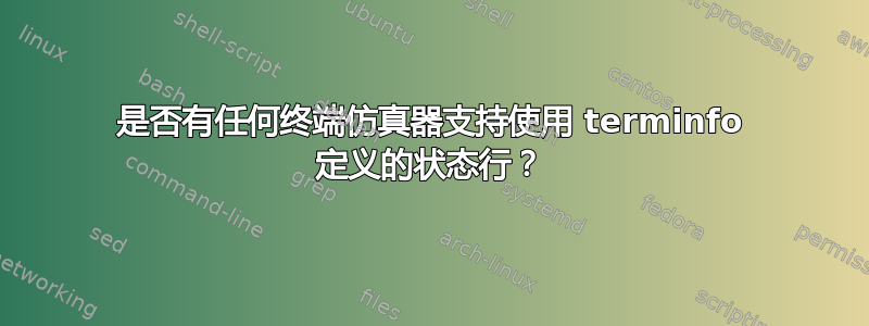 是否有任何终端仿真器支持使用 terminfo 定义的状态行？