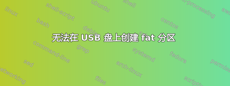 无法在 USB 盘上创建 fat 分区