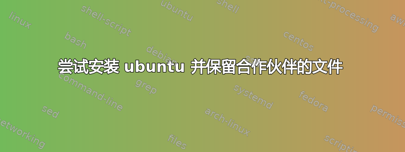 尝试安装 ubuntu 并保留合作伙伴的文件