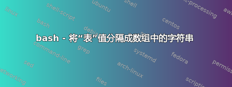 bash - 将“表”值分隔成数组中的字符串