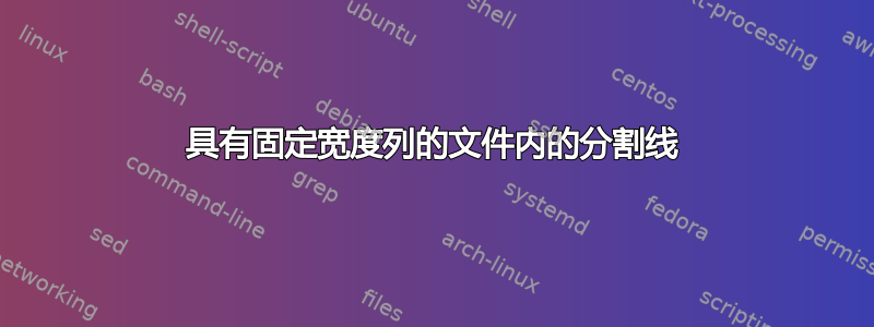 具有固定宽度列的文件内的分割线