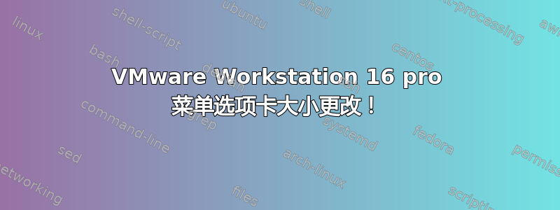 VMware Workstation 16 pro 菜单选项卡大小更改！