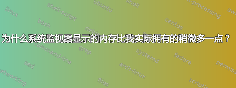 为什么系统监视器显示的内存比我实际拥有的稍微多一点？