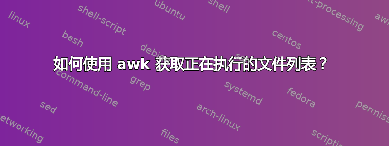 如何使用 awk 获取正在执行的文件列表？