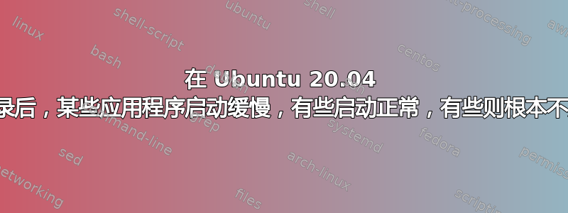 在 Ubuntu 20.04 中登录后，某些应用程序启动缓慢，有些启动正常，有些则根本不启动