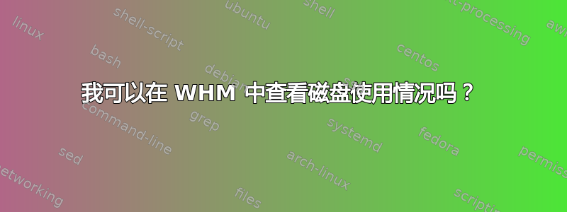 我可以在 WHM 中查看磁盘使用情况吗？