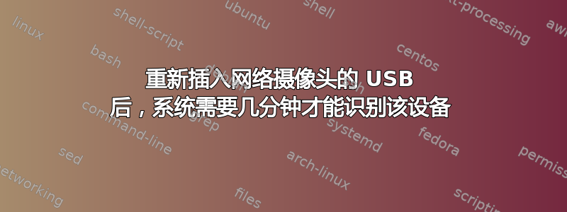 重新插入网络摄像头的 USB 后，系统需要几分钟才能识别该设备