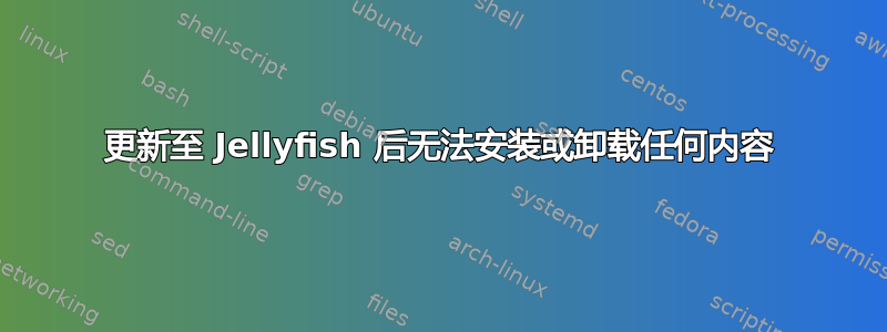 更新至 Jellyfish 后无法安装或卸载任何内容