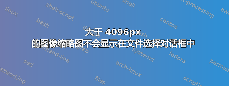 大于 4096px 的图像缩略图不会显示在文件选择对话框中