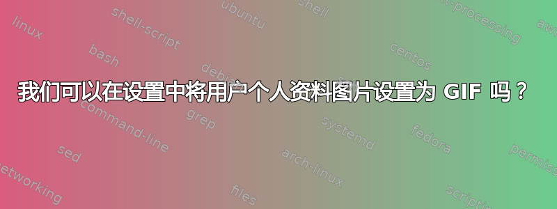 我们可以在设置中将用户个人资料图片设置为 GIF 吗？