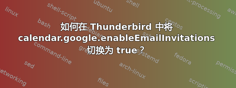 如何在 Thunderbird 中将 calendar.google.enableEmailInvitations 切换为 true？