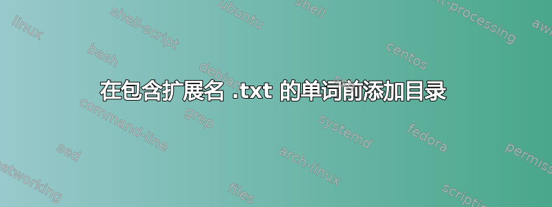 在包含扩展名 .txt 的单词前添加目录