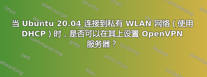 当 Ubuntu 20.04 连接到私有 WLAN 网络（使用 DHCP）时，是否可以在其上设置 OpenVPN 服务器？