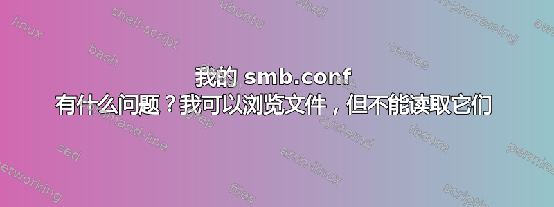 我的 smb.conf 有什么问题？我可以浏览文件，但不能读取它们